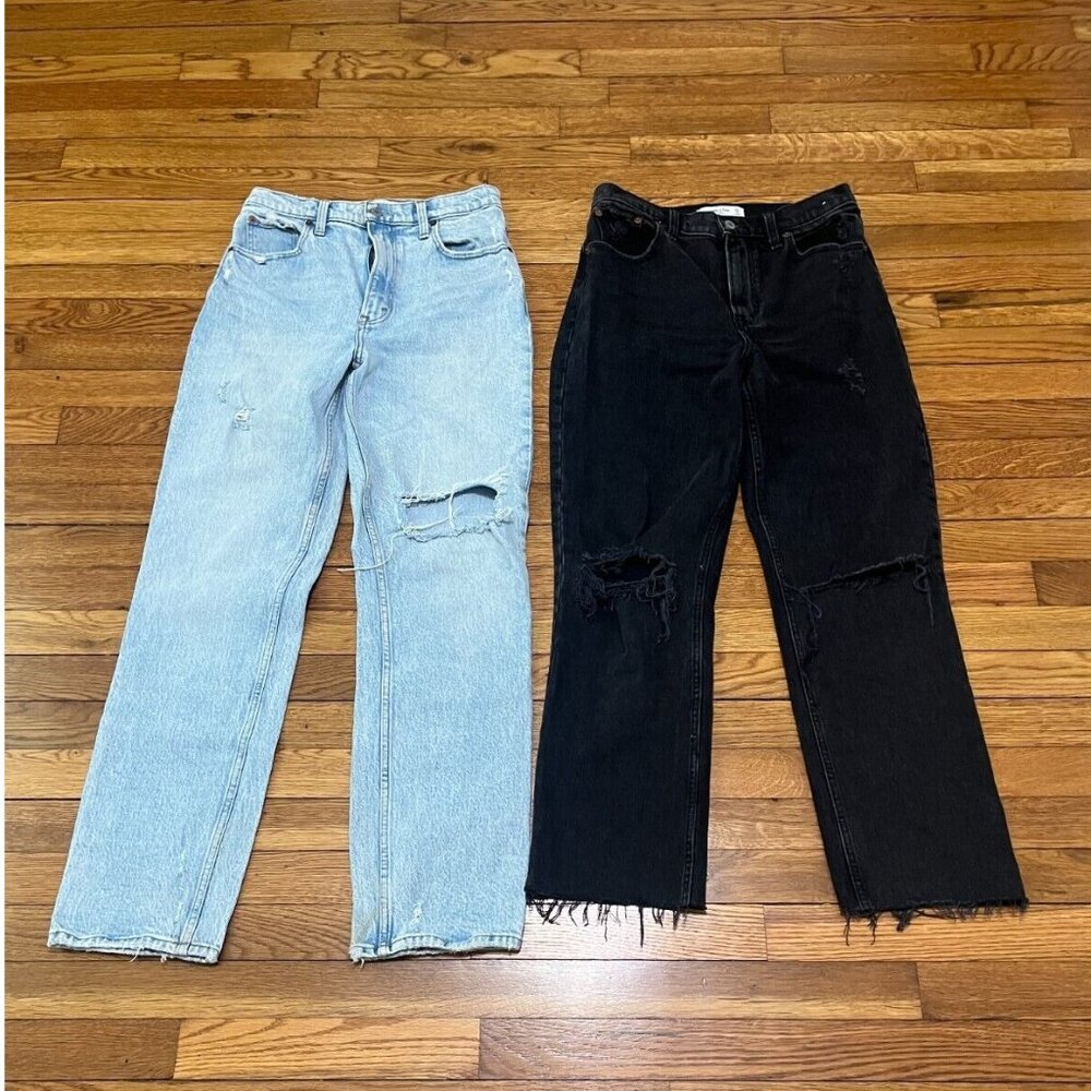 Abercrombie & Fitch High Rise Jeans - Light Blue and Black